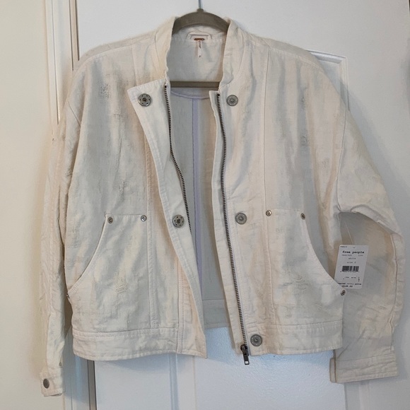 NEW Free People Distressed White Denim Jacket - Picture 2 of 11